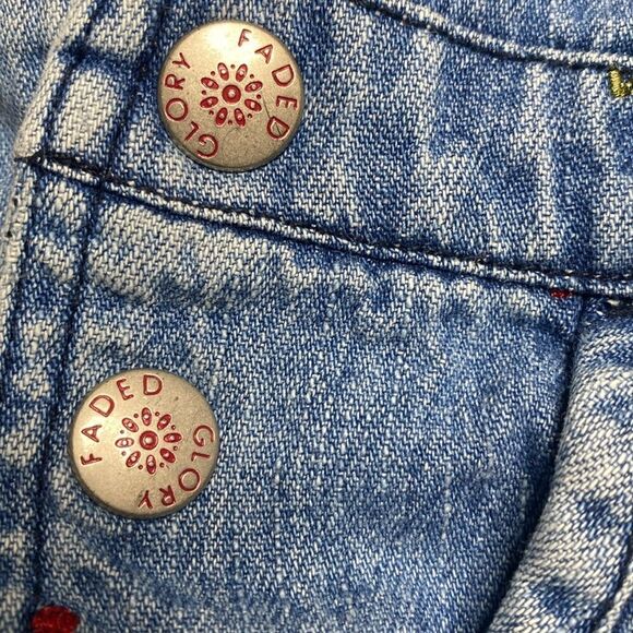 FADED GLORY Embroidered Cherry Denim Baby Overalls - Picture 6 of 9